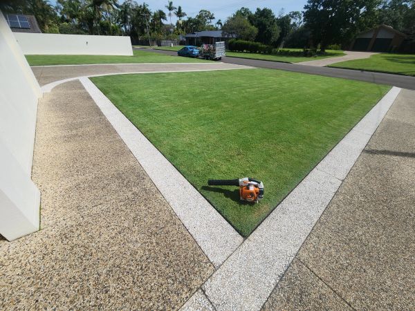Manicured residential lawn aerial view